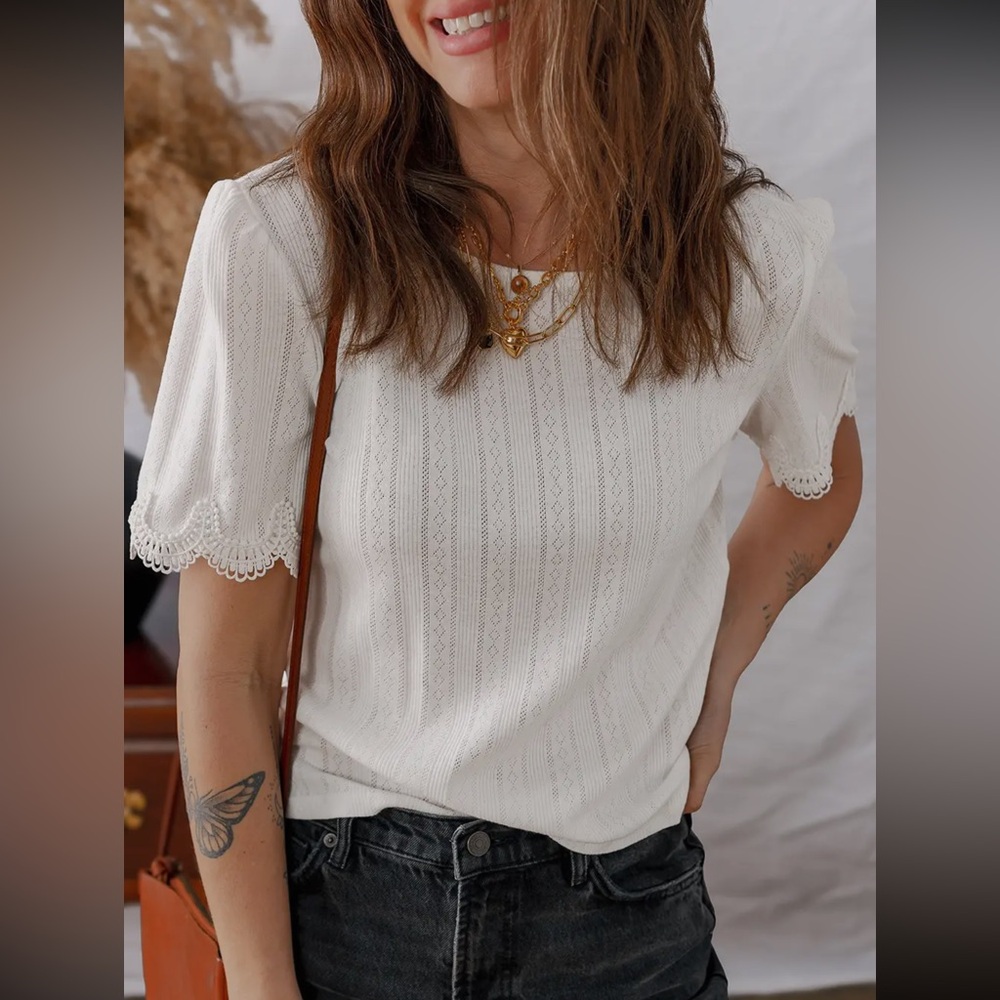 Chic White Lace Sleeve Blouse